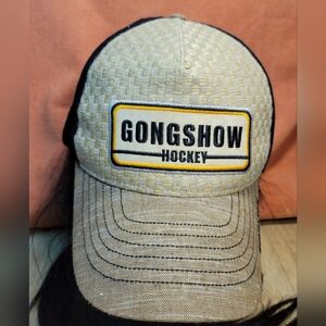 Gongshow Hockey Trucker Snapback Hat Beige Black Mesh Outdoor Special